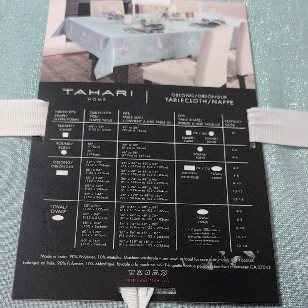 Tahari Home Shimmery Light Blue Easter Tablecloth - Picture 5 of 6